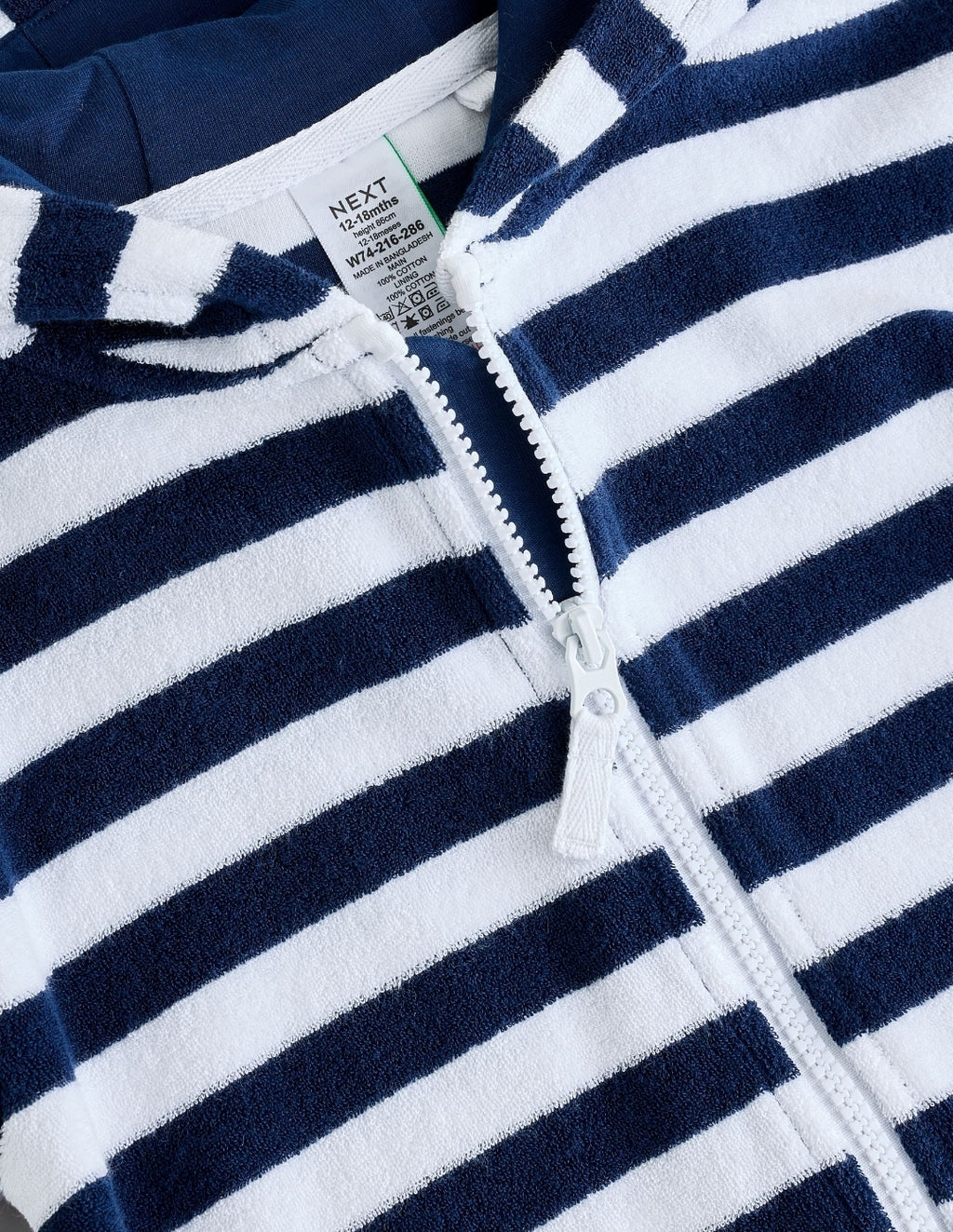 Navy Stripe Towelling Zip Through Cover-Up
