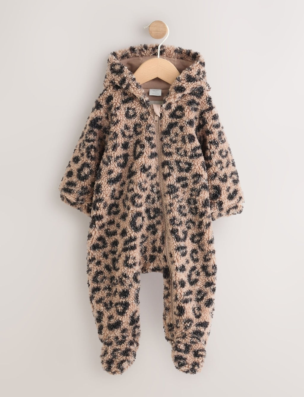Brown Leopard Borg Hooded Baby