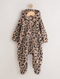 Brown Leopard Borg Hooded Baby