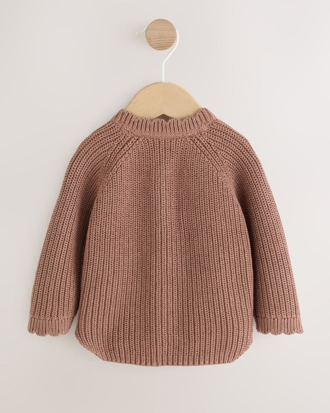 Brown Scallop Knitted Baby Cardigan