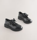 Black Patent Standard Fit (F) Bow Chunky Mary Jane School Shoes
