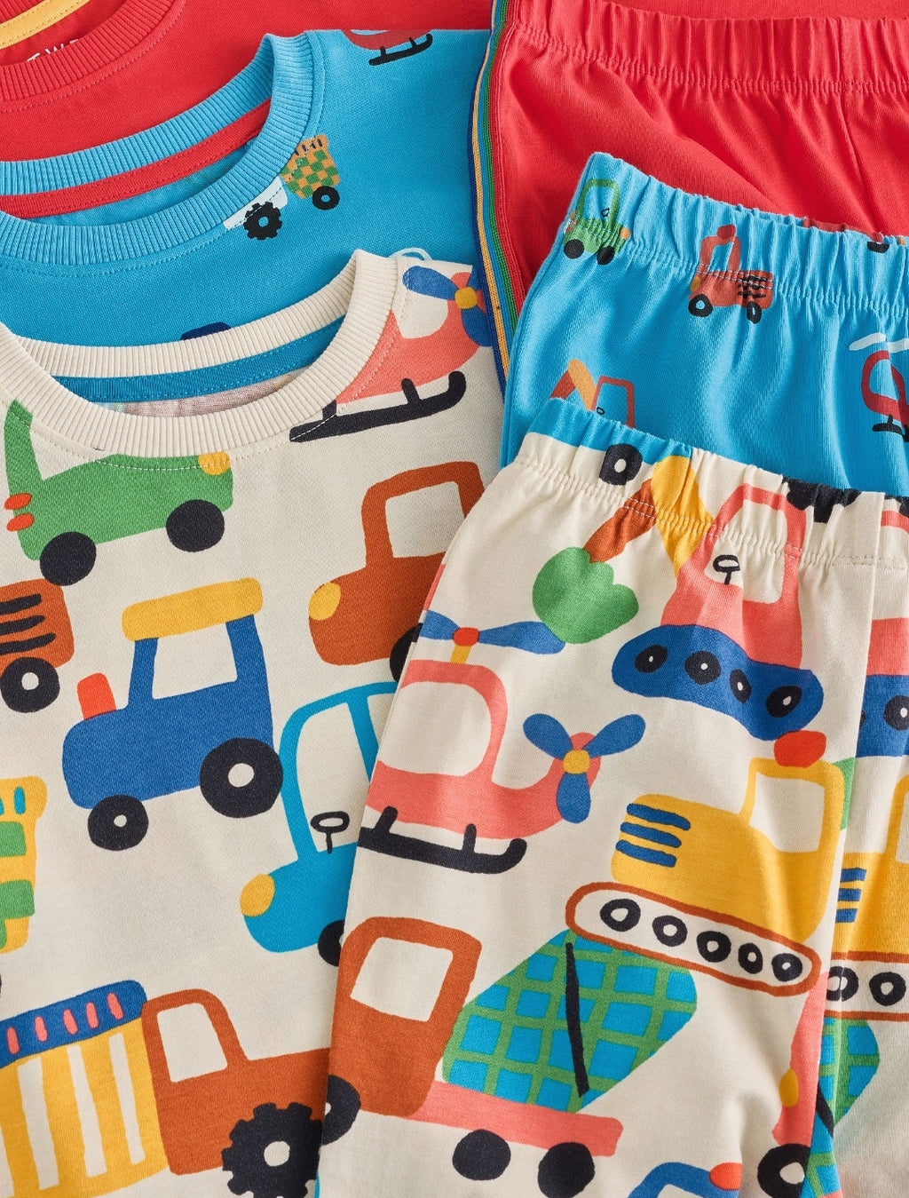 Blue/Orange All Over Transport Snuggle Pyjamas 3 Pack