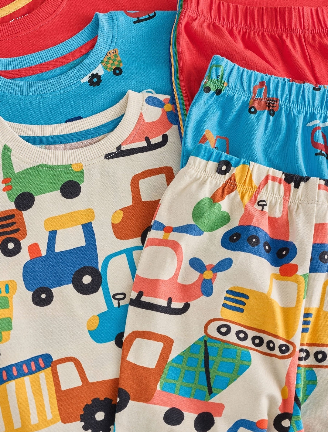 Blue/Orange All Over Transport Snuggle Pyjamas 3 Pack