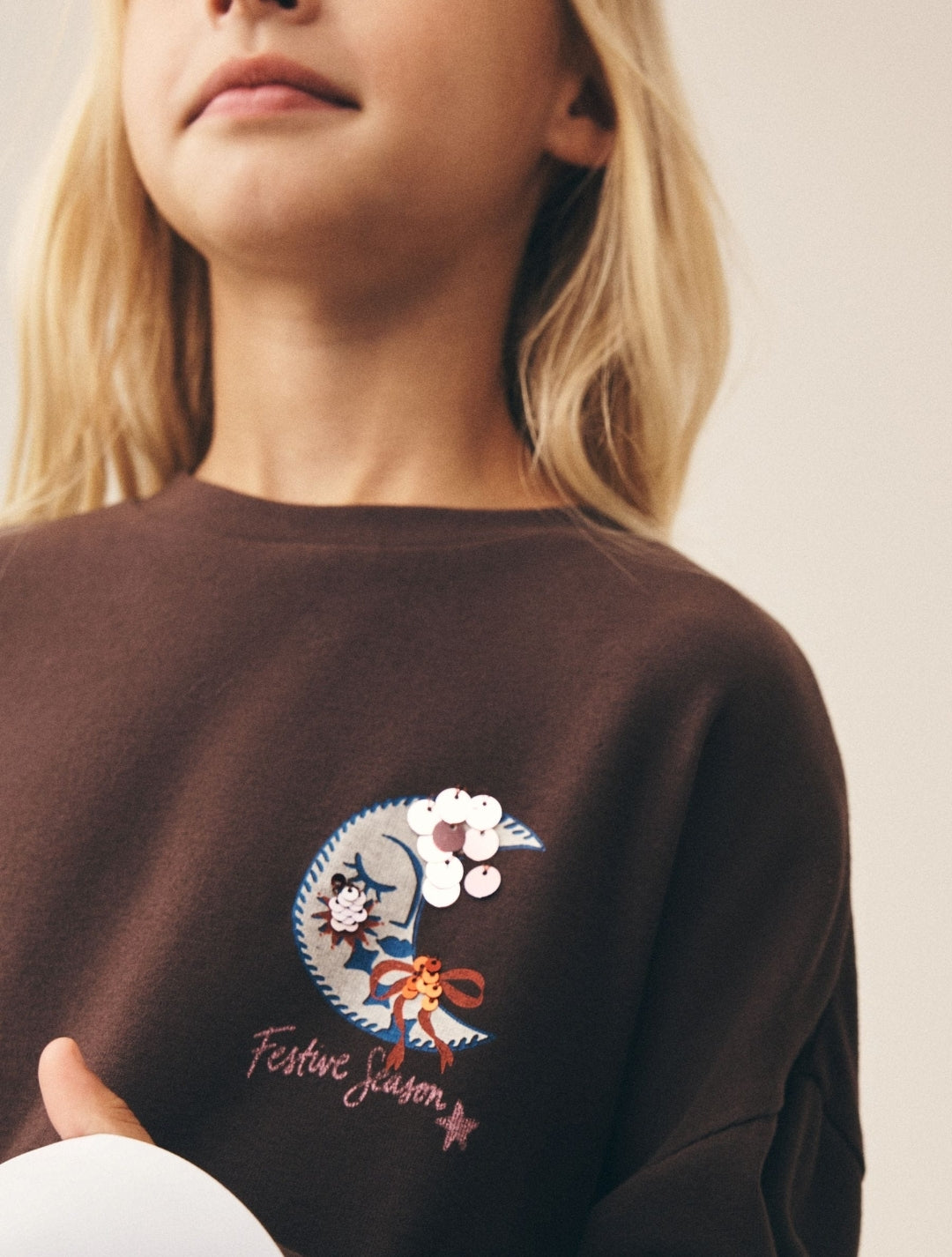 Chocolate Brown Christmas Sequin Long Sleeve Top