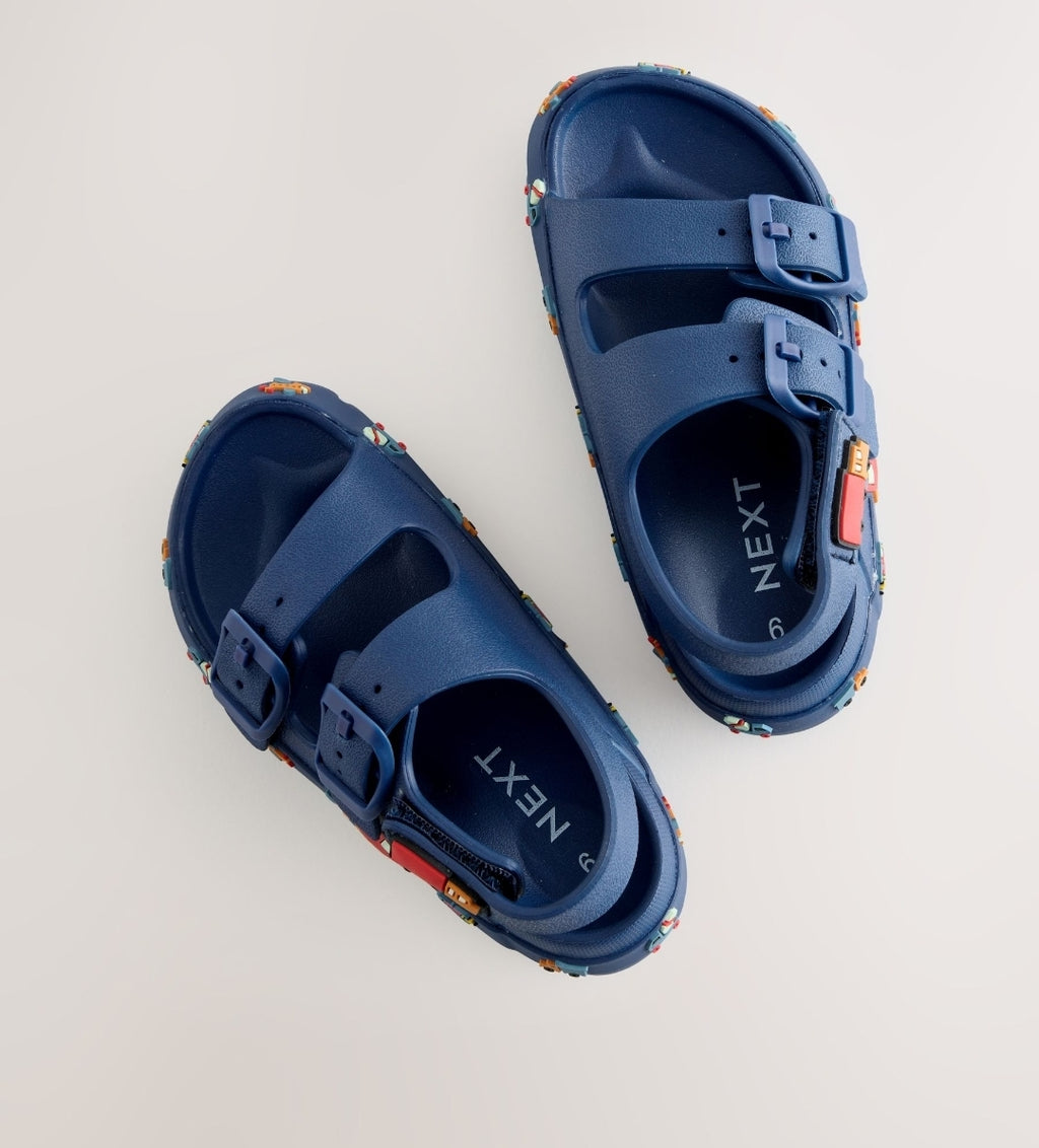 Navy Transport Double Buckle Ankle Strap EVA Sandals