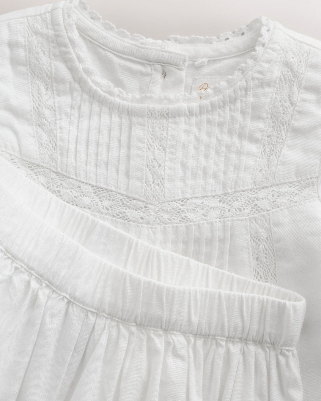 White Woven Lace Top and Trousers Baby 2 Piece Set