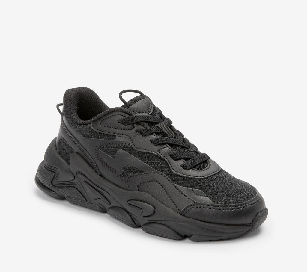 Black Elastic Lace Trainers