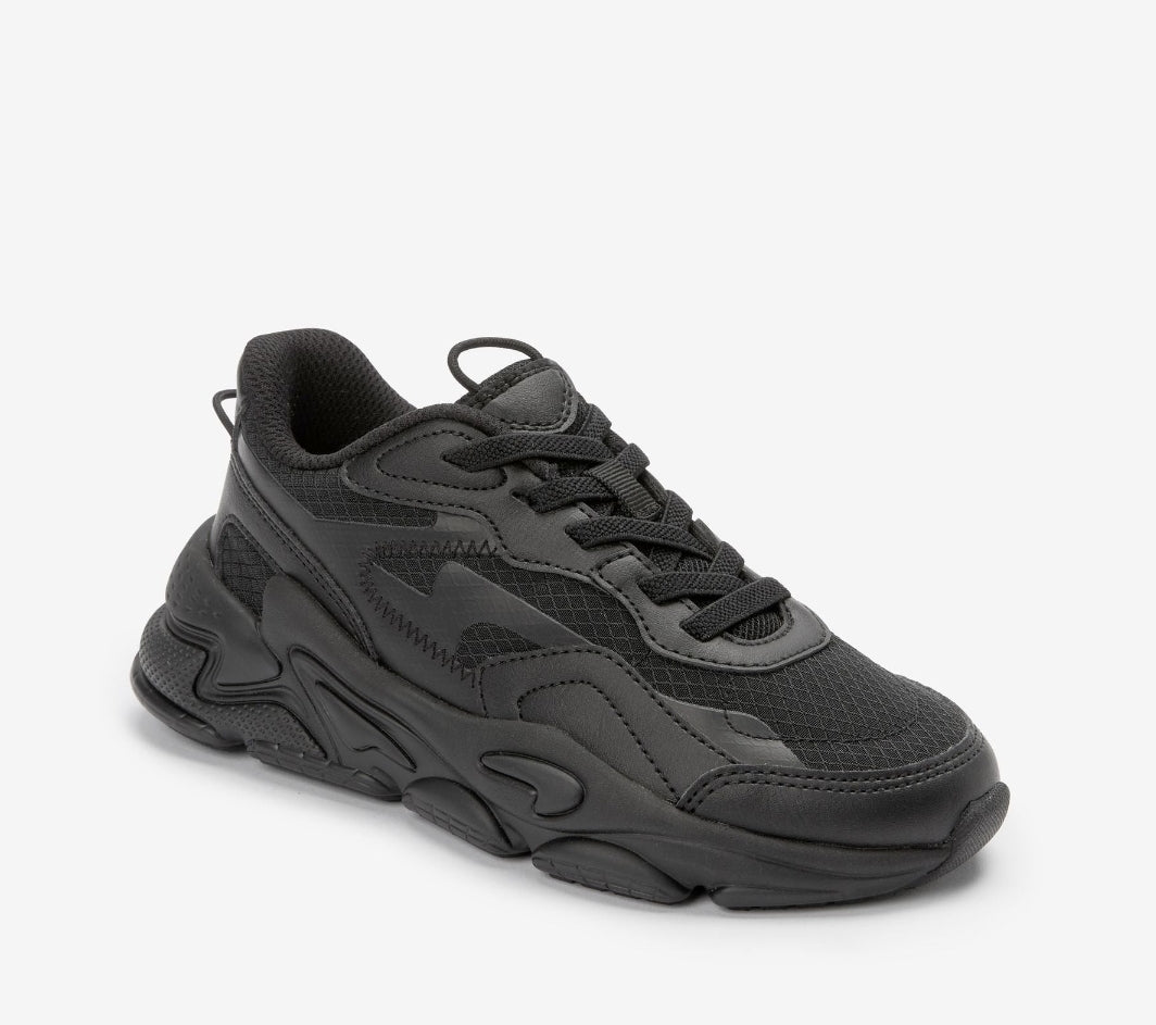 Black Elastic Lace Trainers