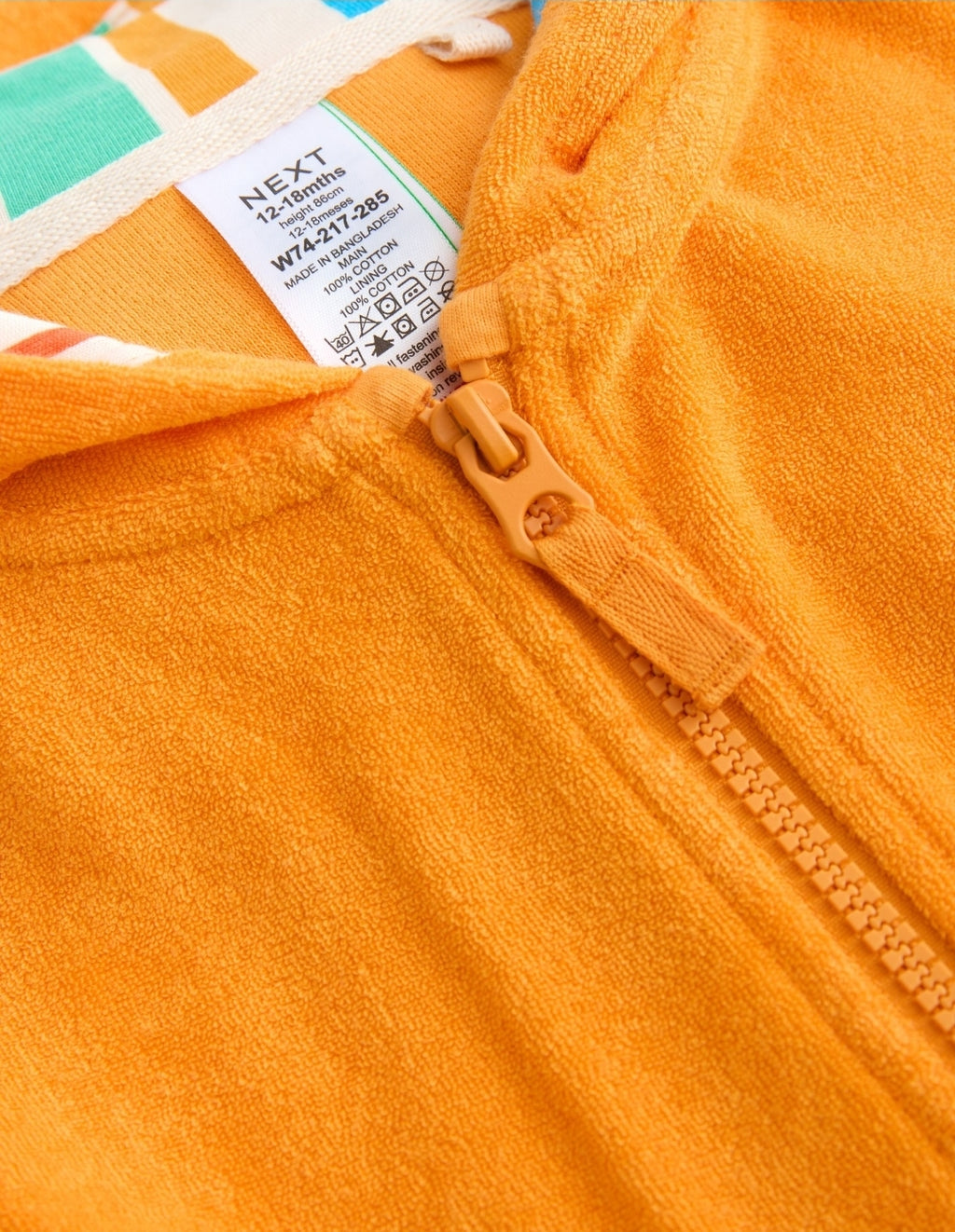 Orange Towelling Zip Through Cover-Up