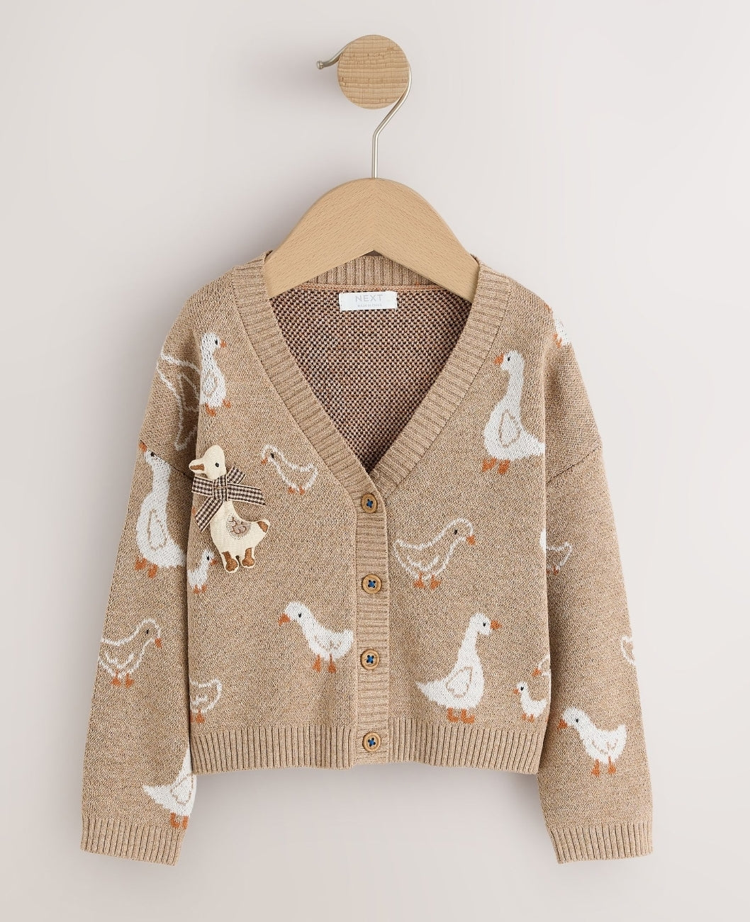 Oatmeal Goose V-Neck Cardigan