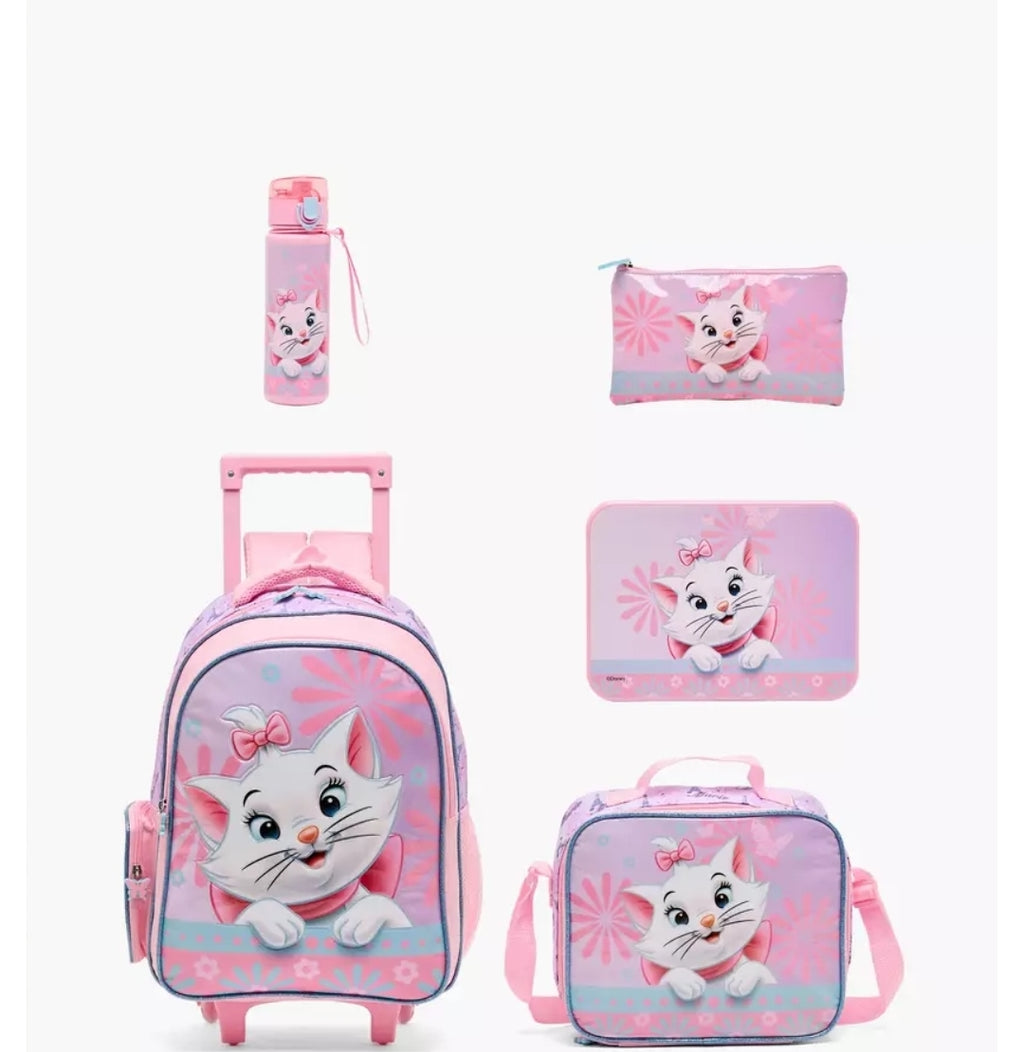 Disney Marie Print 5-Piece School Trolley Bag Set 16 inches
