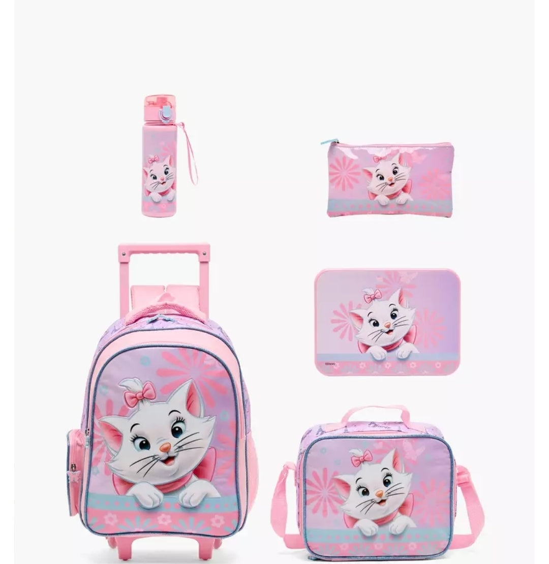 Disney Marie Print 5-Piece School Trolley Bag Set 16 inches