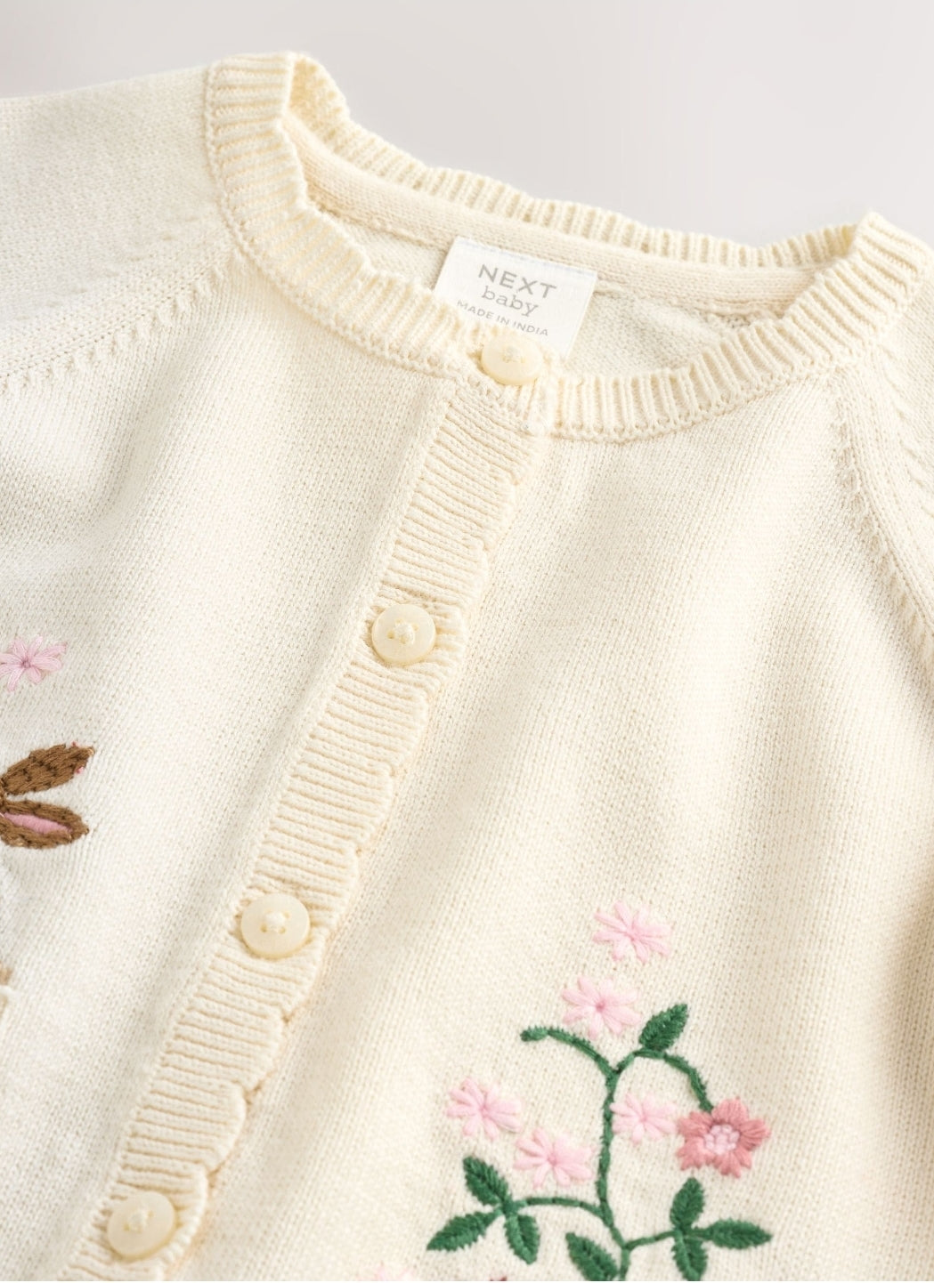 Multicolour Bright Stripe Knitted Baby CardiganNatural Embroidered Baby Bunny
Cardigan