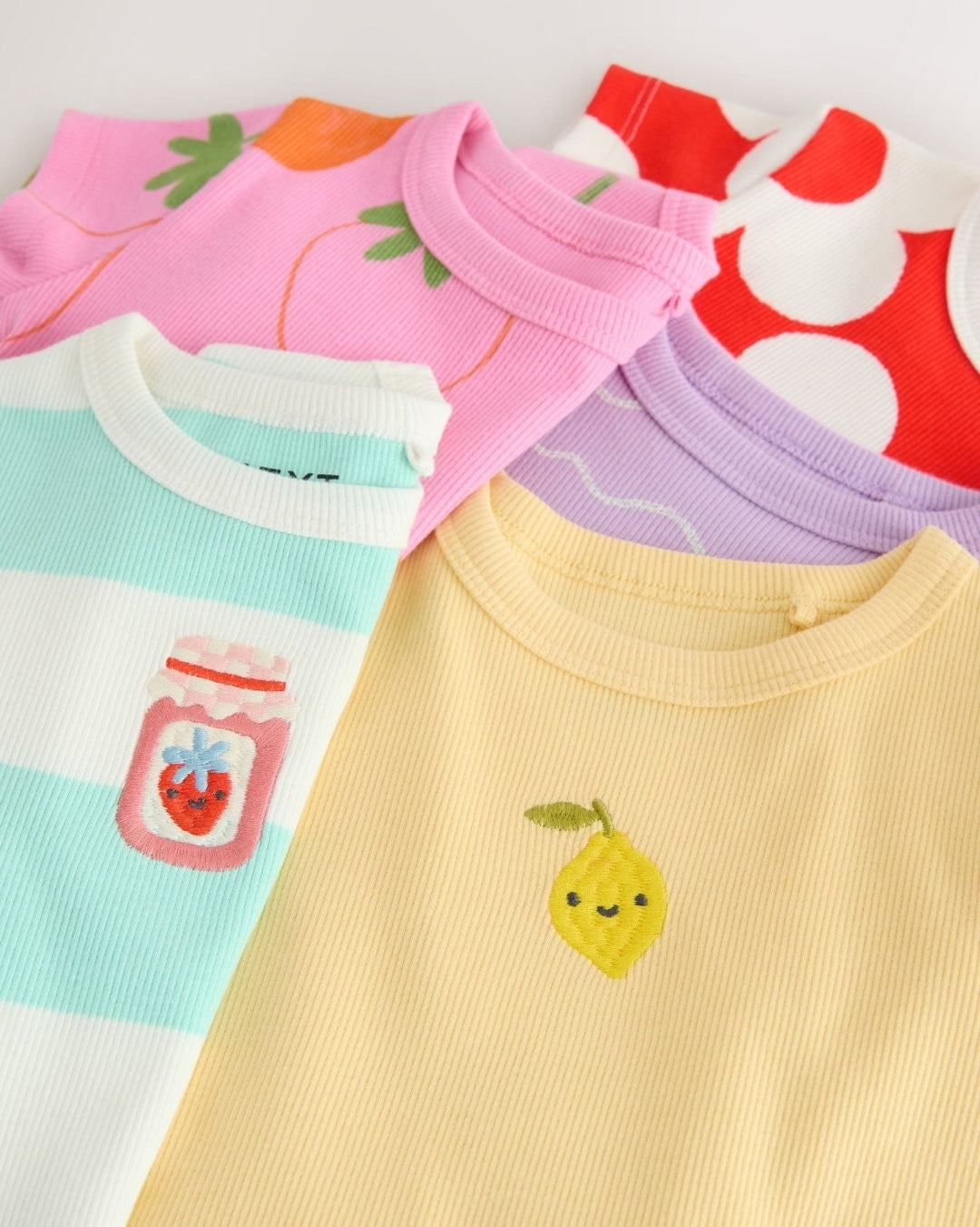Bright Fruit Ribbed Short Sleeve
Tops 5 Pack