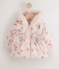 Watercolour Printed Bow Front Puffer Baby Jacket