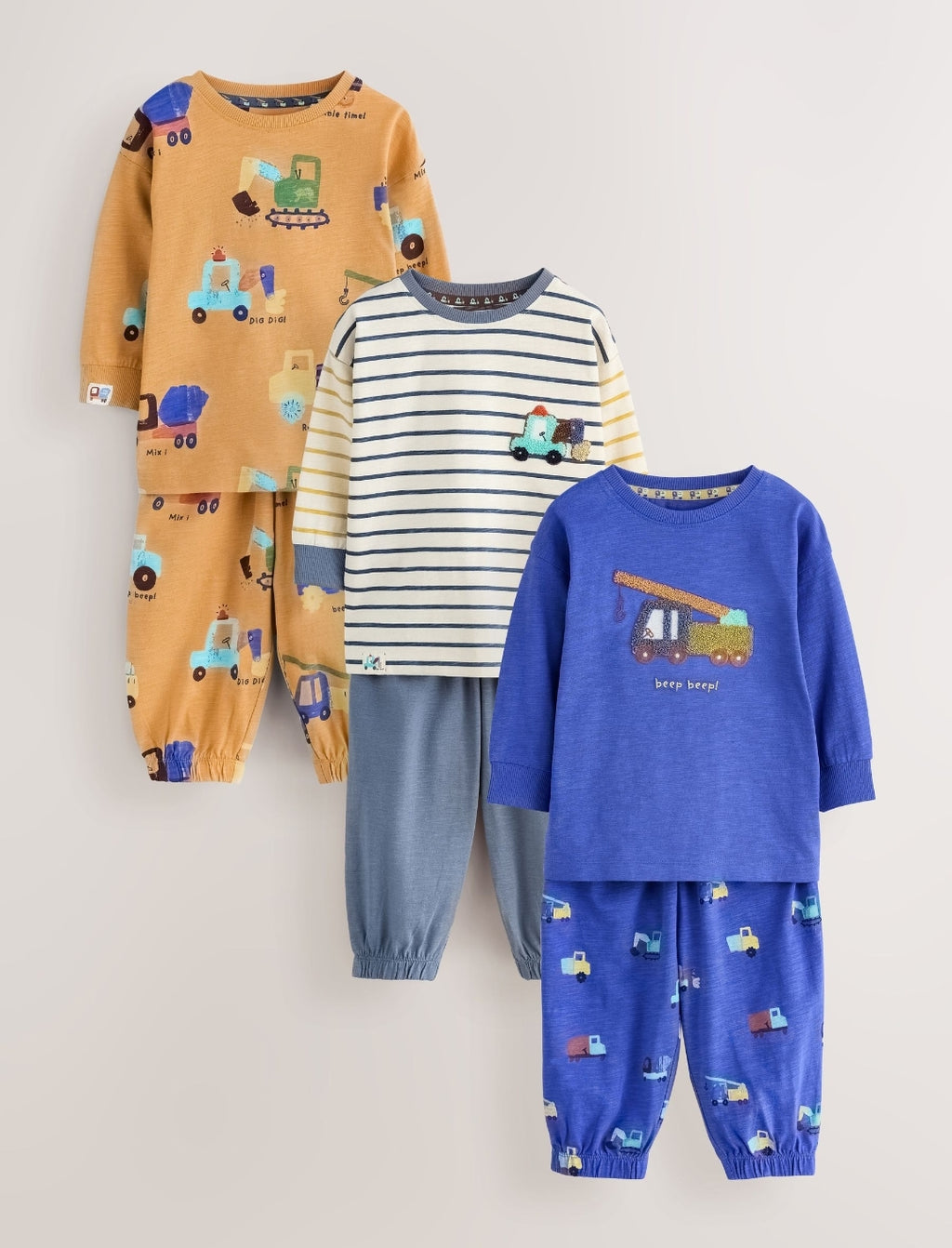 Brown/Yellow/Blue Diggers
Oversized Pyjamas 3 Pack