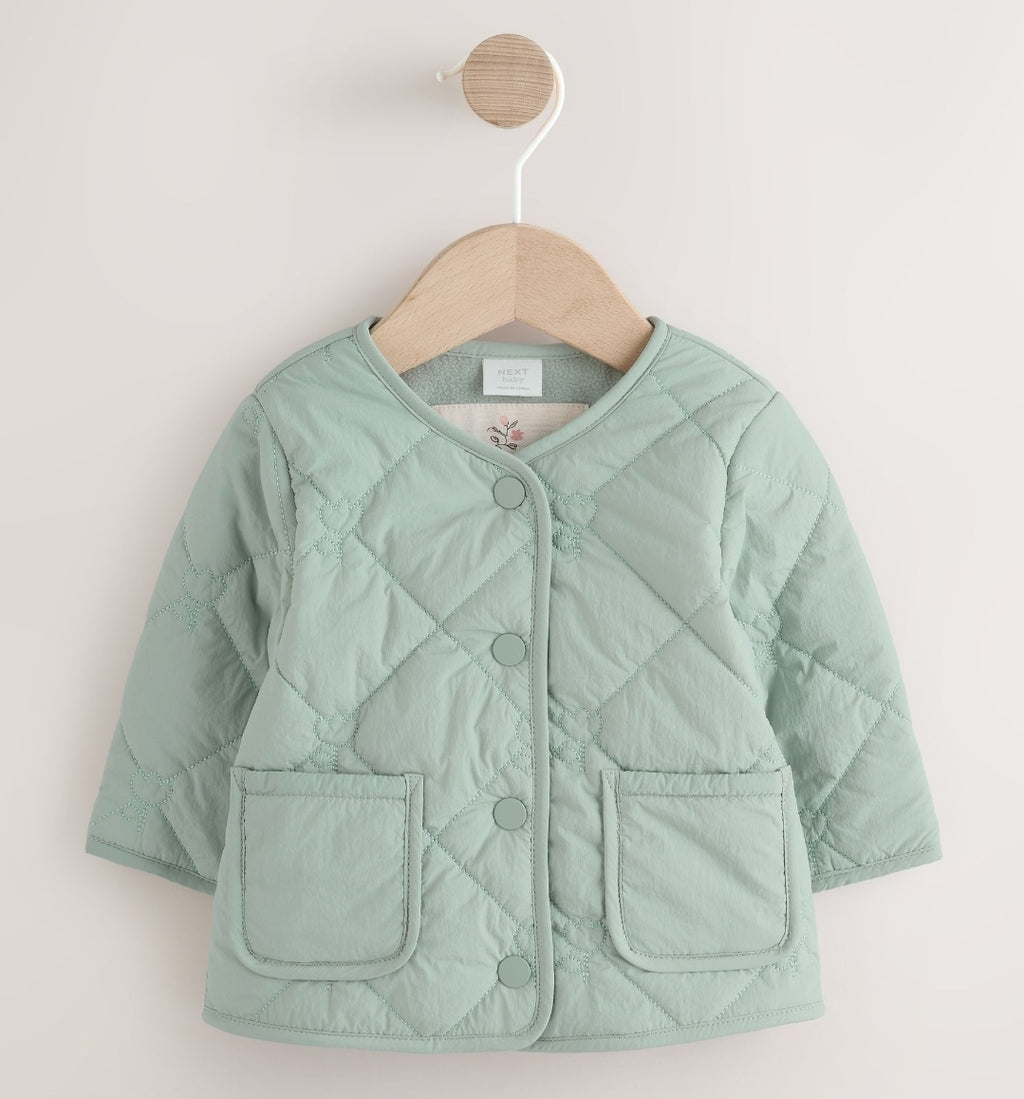 Sage Green Tulip Quilted Nylon
Baby Jacket