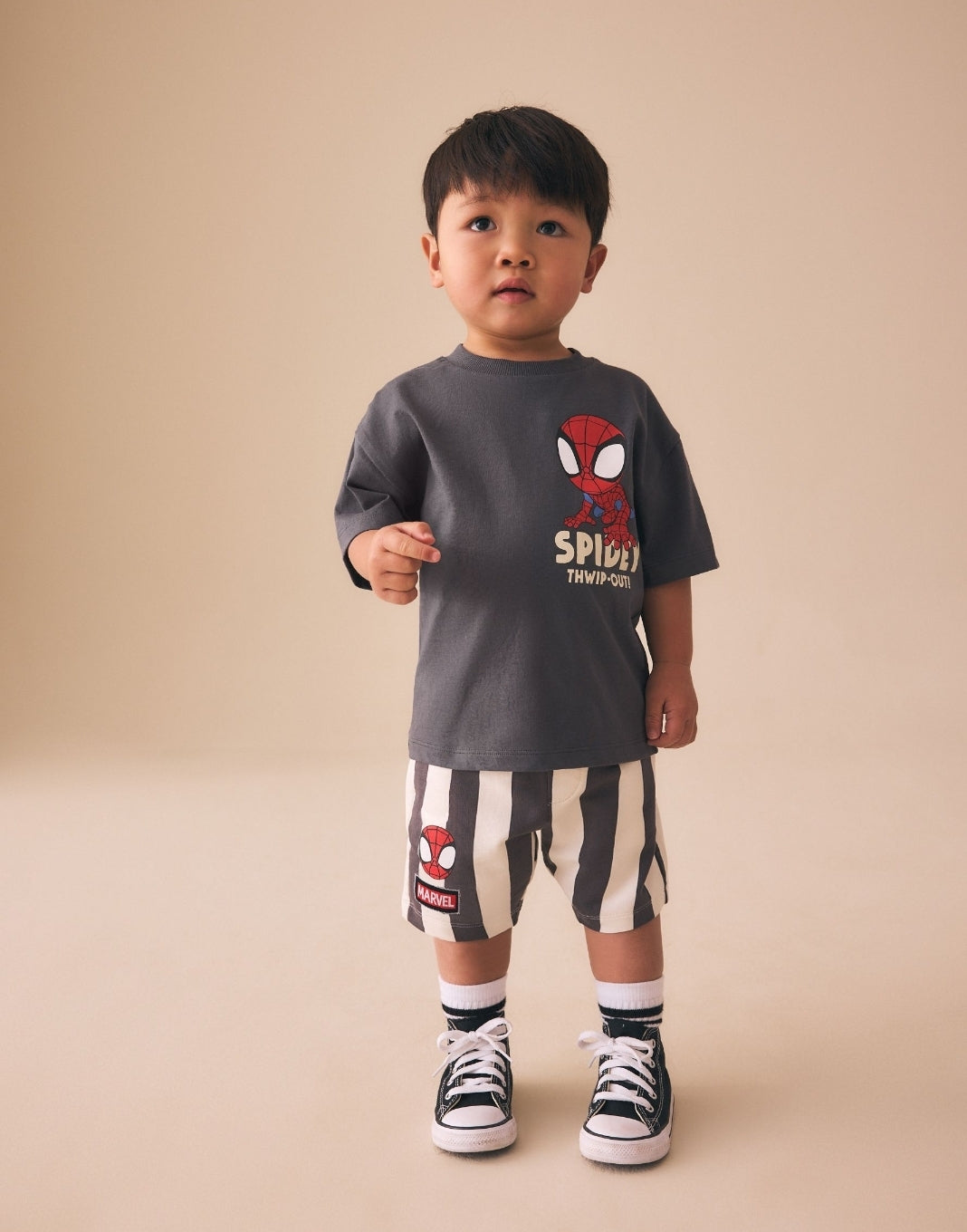Charcoal Grey Spider-Man T-Shirt And Shorts Set