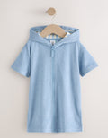 Blue Towelling Zip Through Cover-Up
