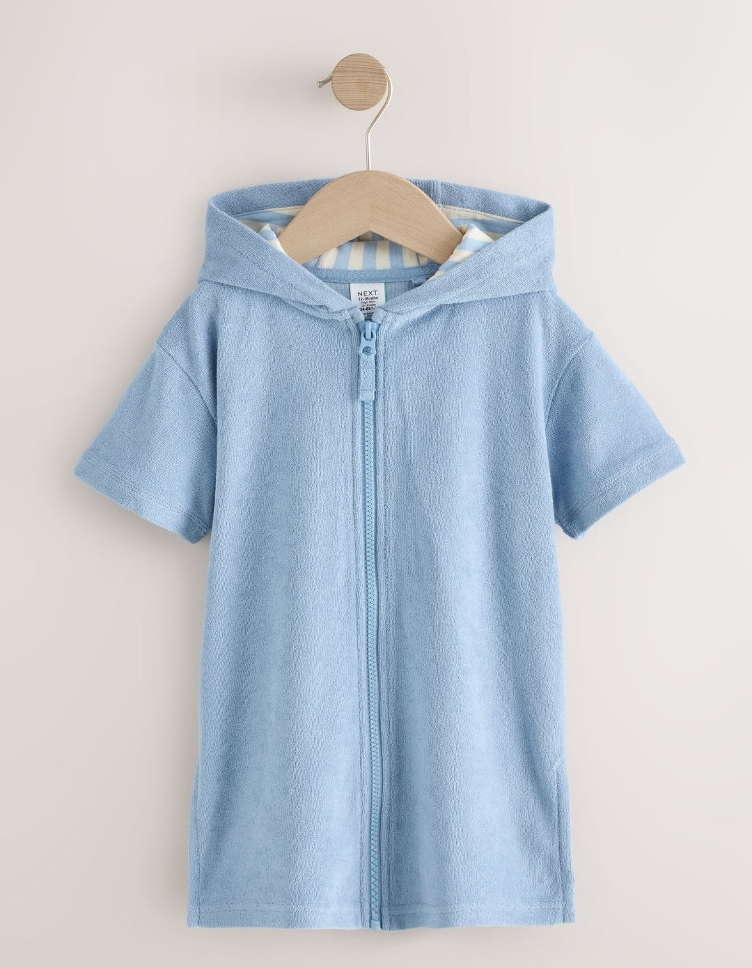 Blue Towelling Zip Through Cover-Up