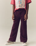 Berry Red Cord Flared Jeans