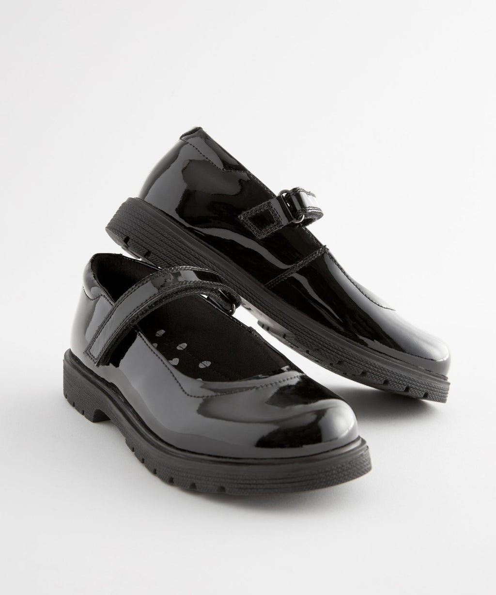 Black Patent Standard Fit (F) School Leather Chunky Mary Jan