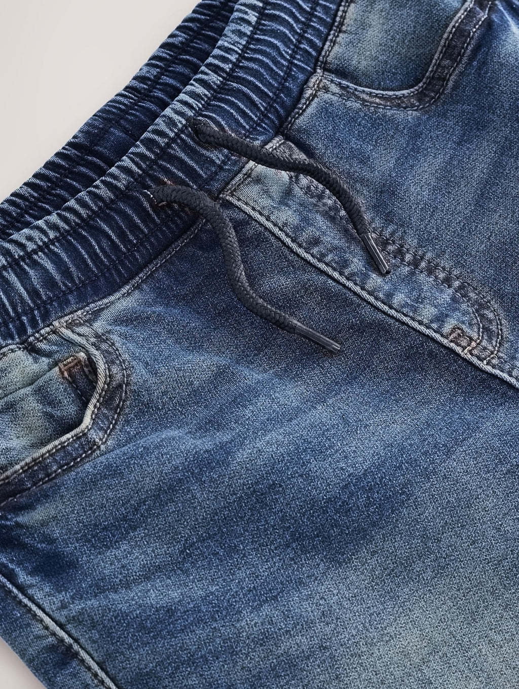 Mid Vintage Blue Loose Fit Stretch Elasticated Waist Jeans