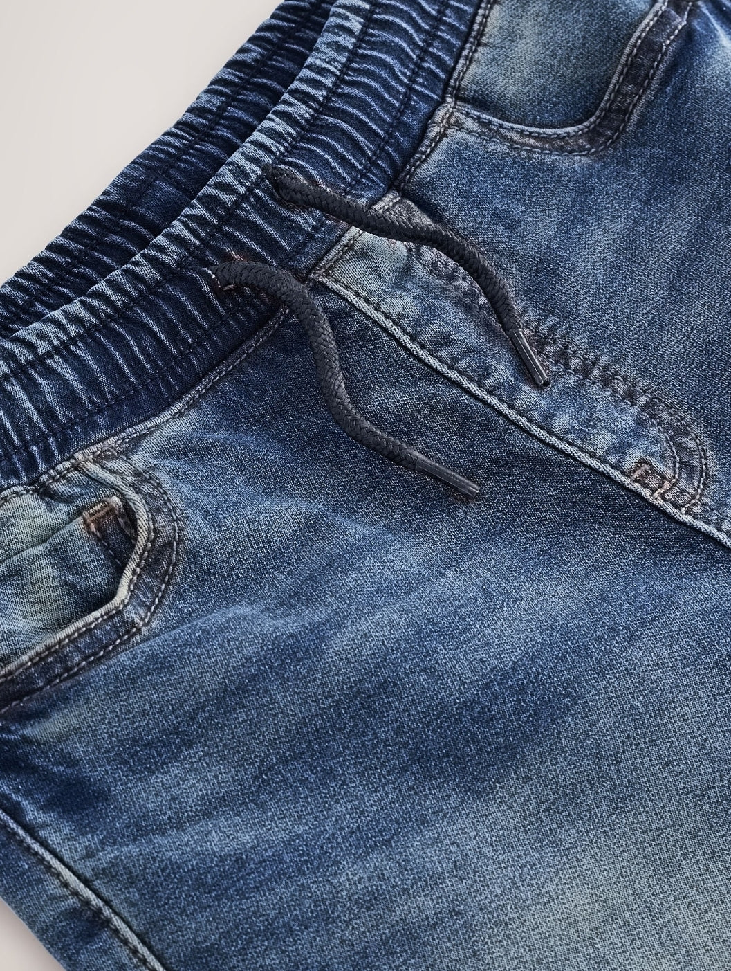 Mid Vintage Blue Loose Fit Stretch Elasticated Waist Jeans
