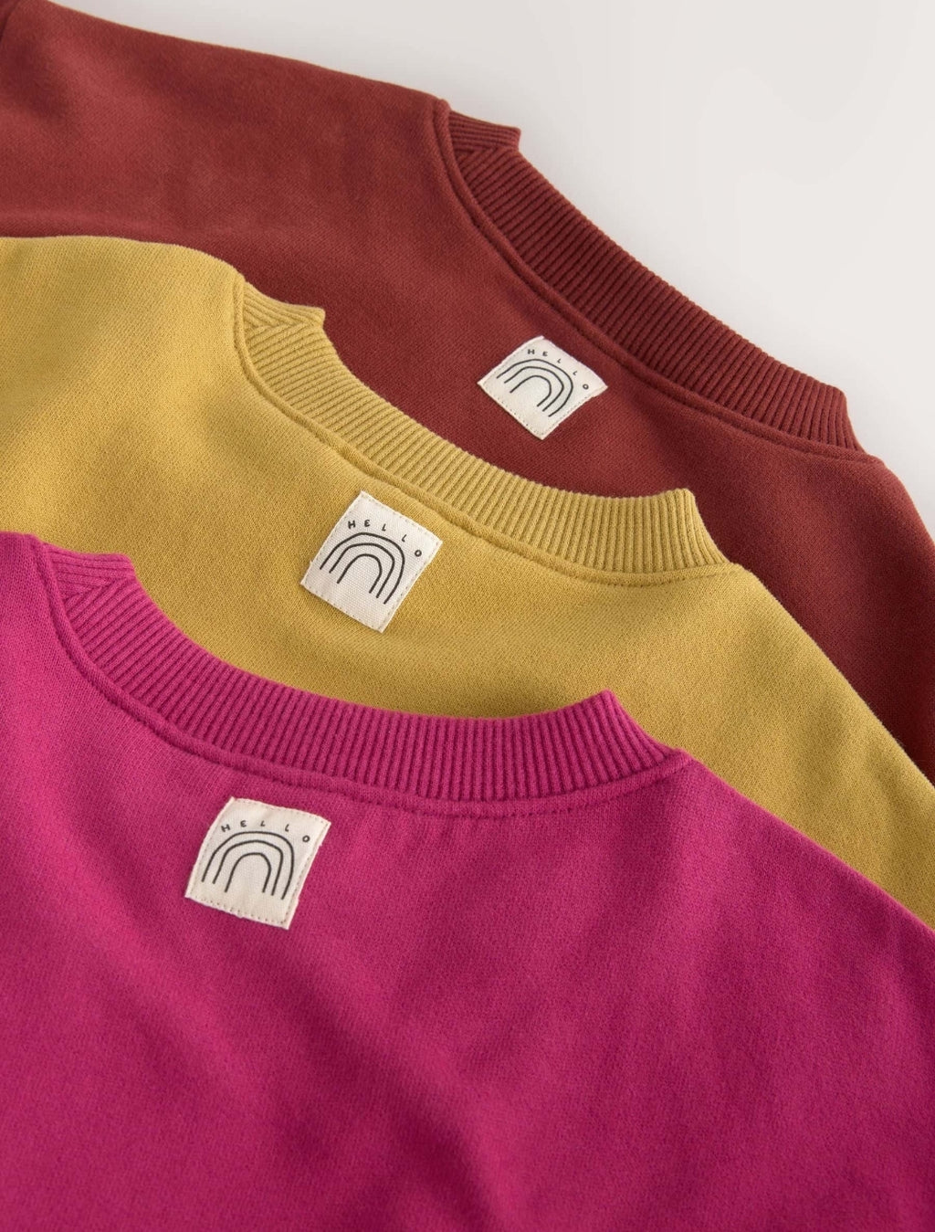 Berry Pink/ Olive Green/ Brown Crew Neck Sweatshirts 3 Pack
