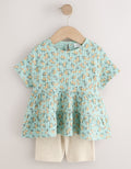 Blue Ditsy Floral Short Sleeve
Blouse Shorts Set