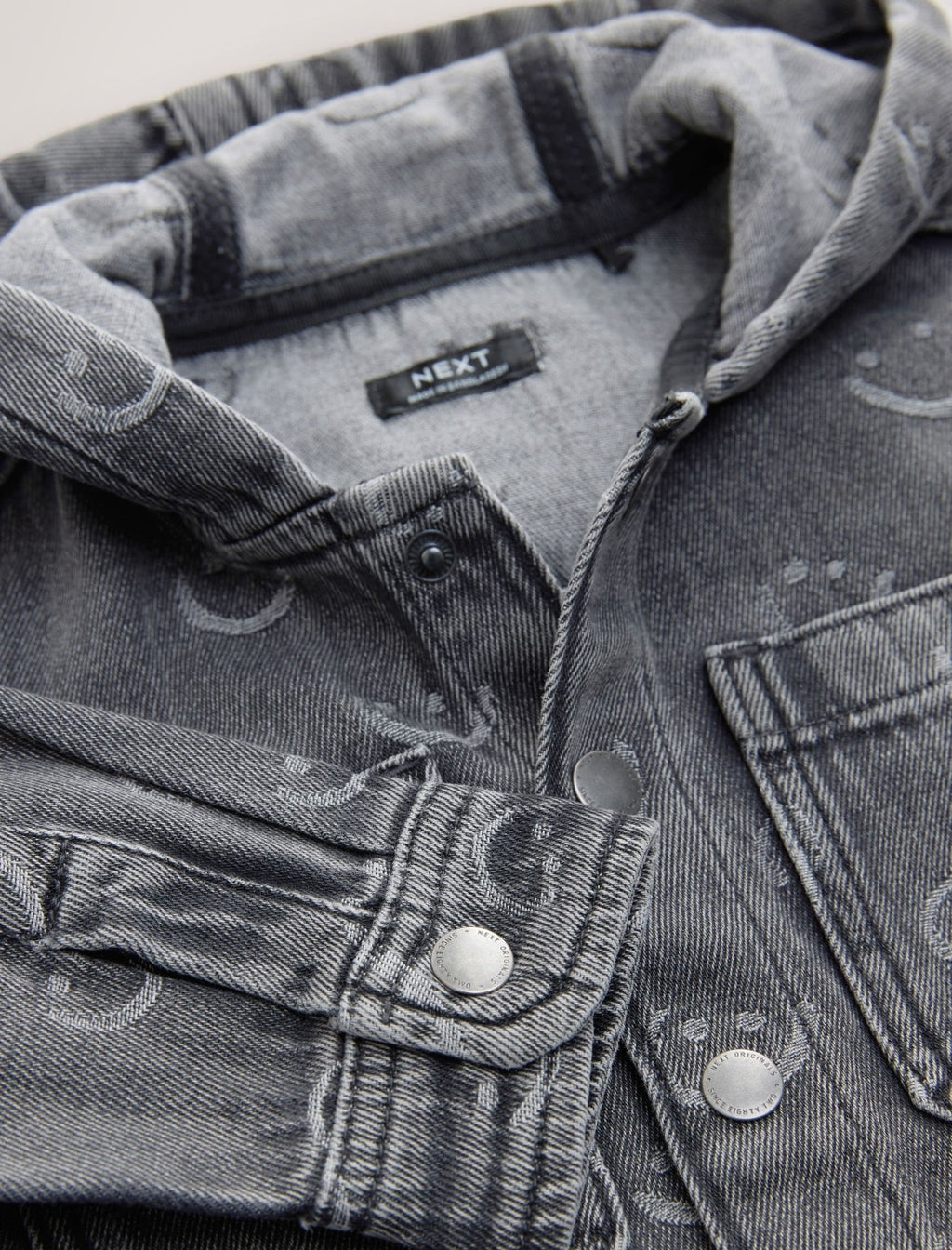 Grey Face Denim Hooded Overshirt