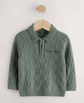 Green Textured Knitted Zip Neck
Polo Shirt