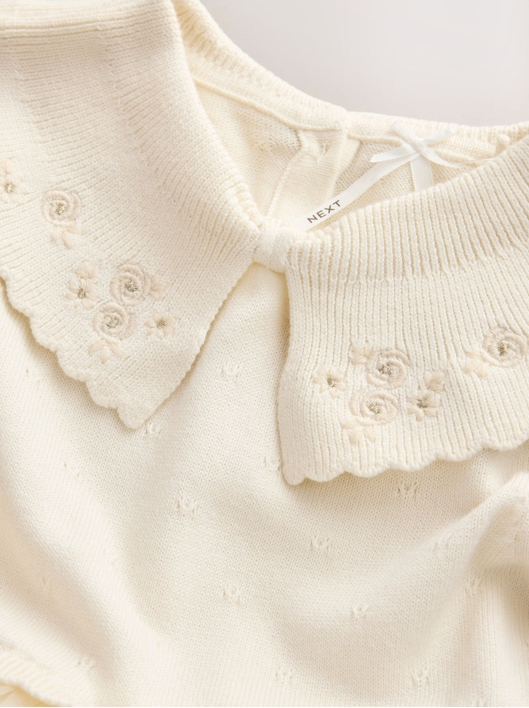 Ecru Occasion Bow Collar Dress