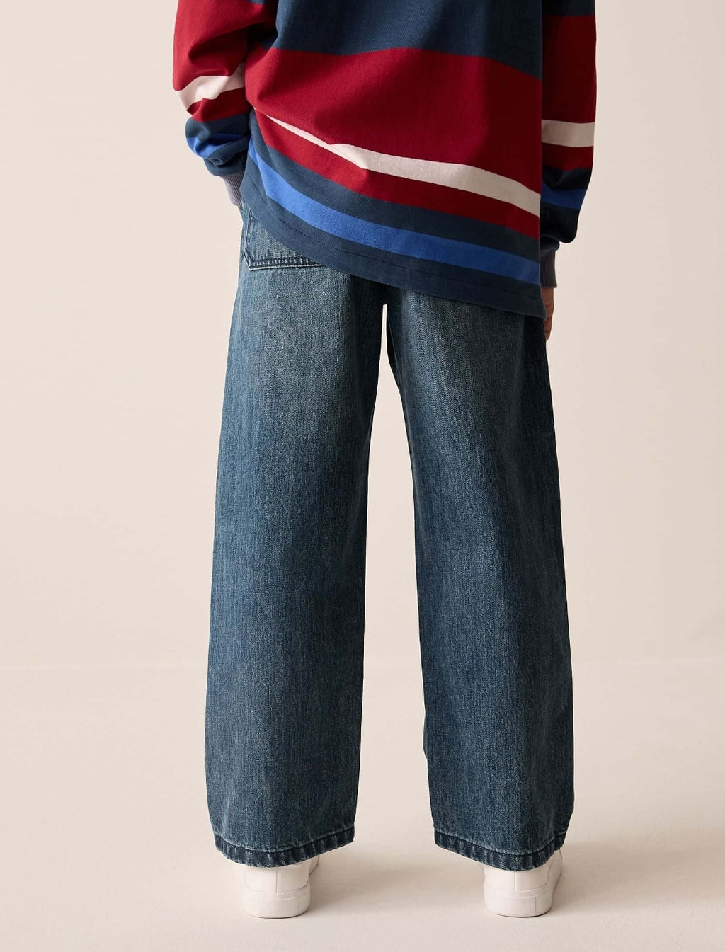 Blue Denim Wide Fit Pull On Jeans