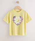 Yellow Daisy Sequin Heart T-Shirt