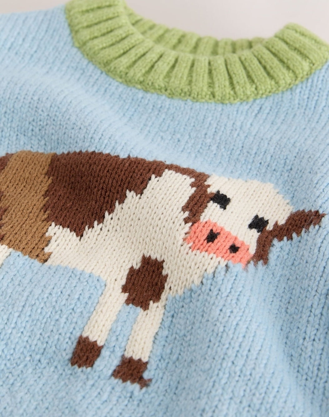 Multi Bright Cow Character Knitted 
Crew Neck Jumper