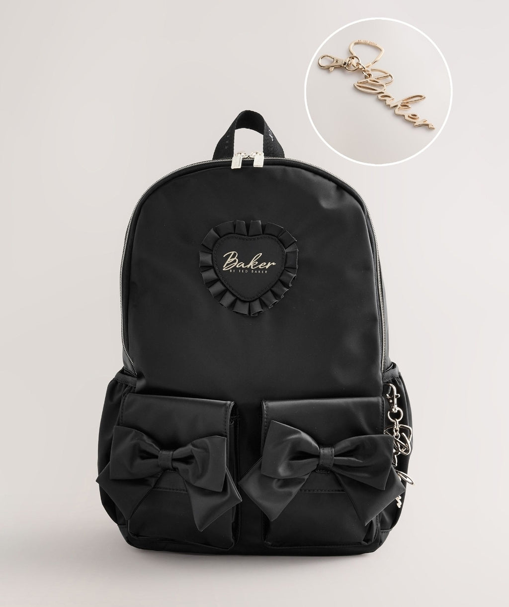 Baker by Ted Baker Black Back to School Satin Bow Backpack