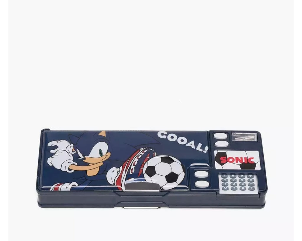 SEGA Sonic Print Pencil Case with Magnetic Flap Closure