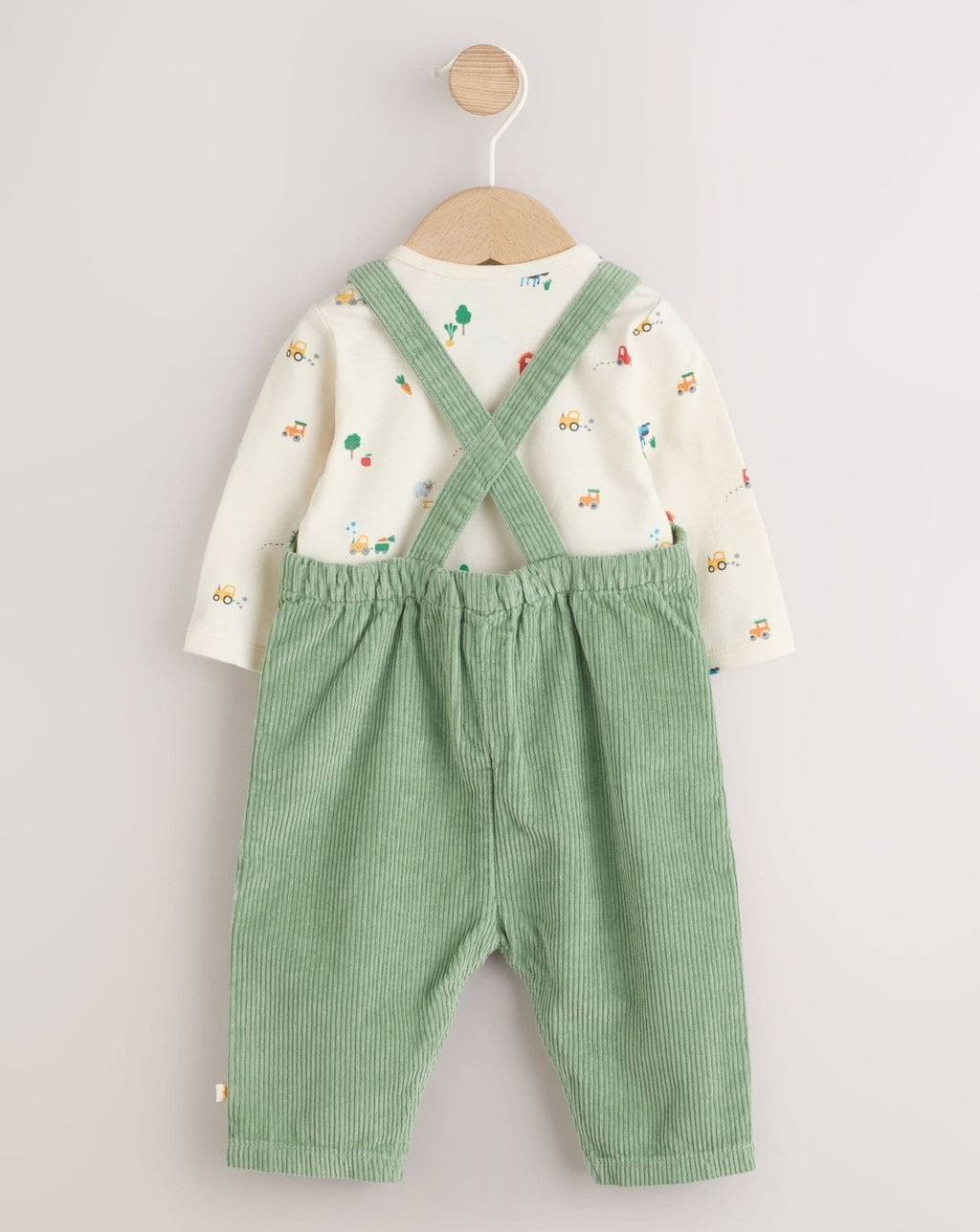 Green Farm Cord Dungarees and Bodysuit Set
