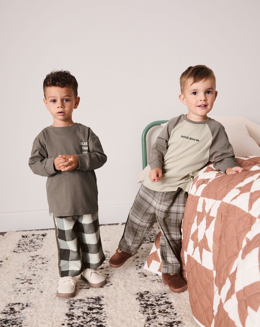 Brown/Cream Wide Leg Woven Bottom Pyjamas Set 2 Pack