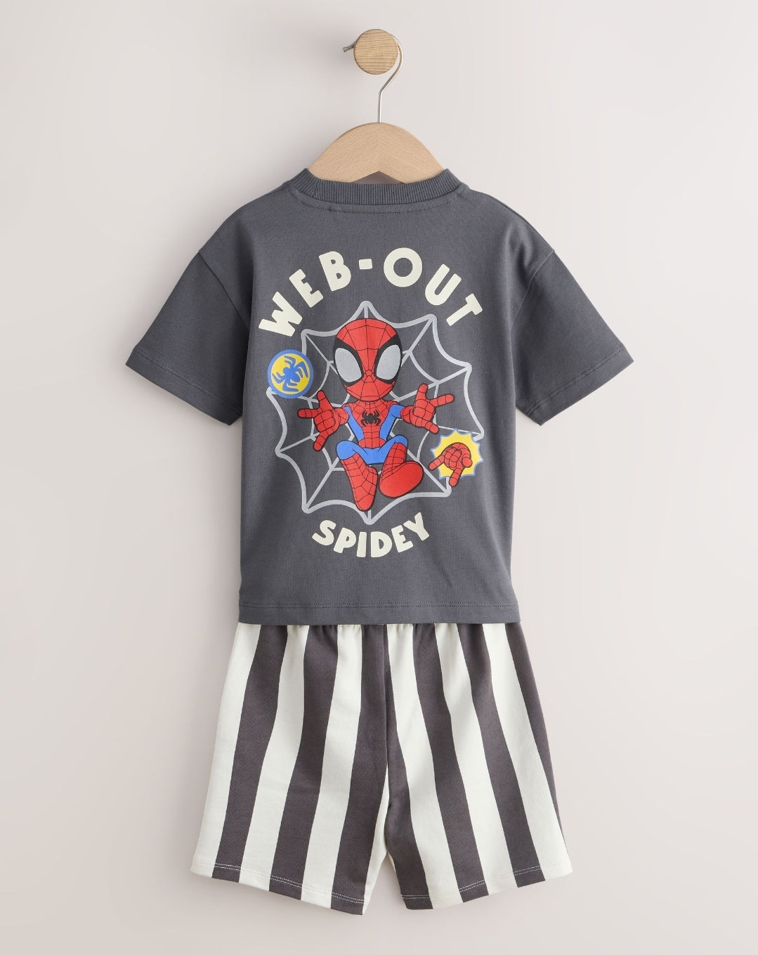 Charcoal Grey Spider-Man T-Shirt And Shorts Set