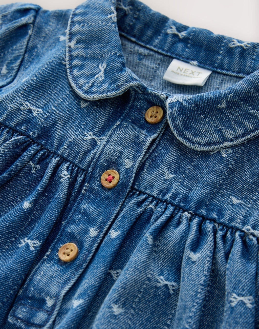 Denim Bow Long Sleeve Collar
Dress