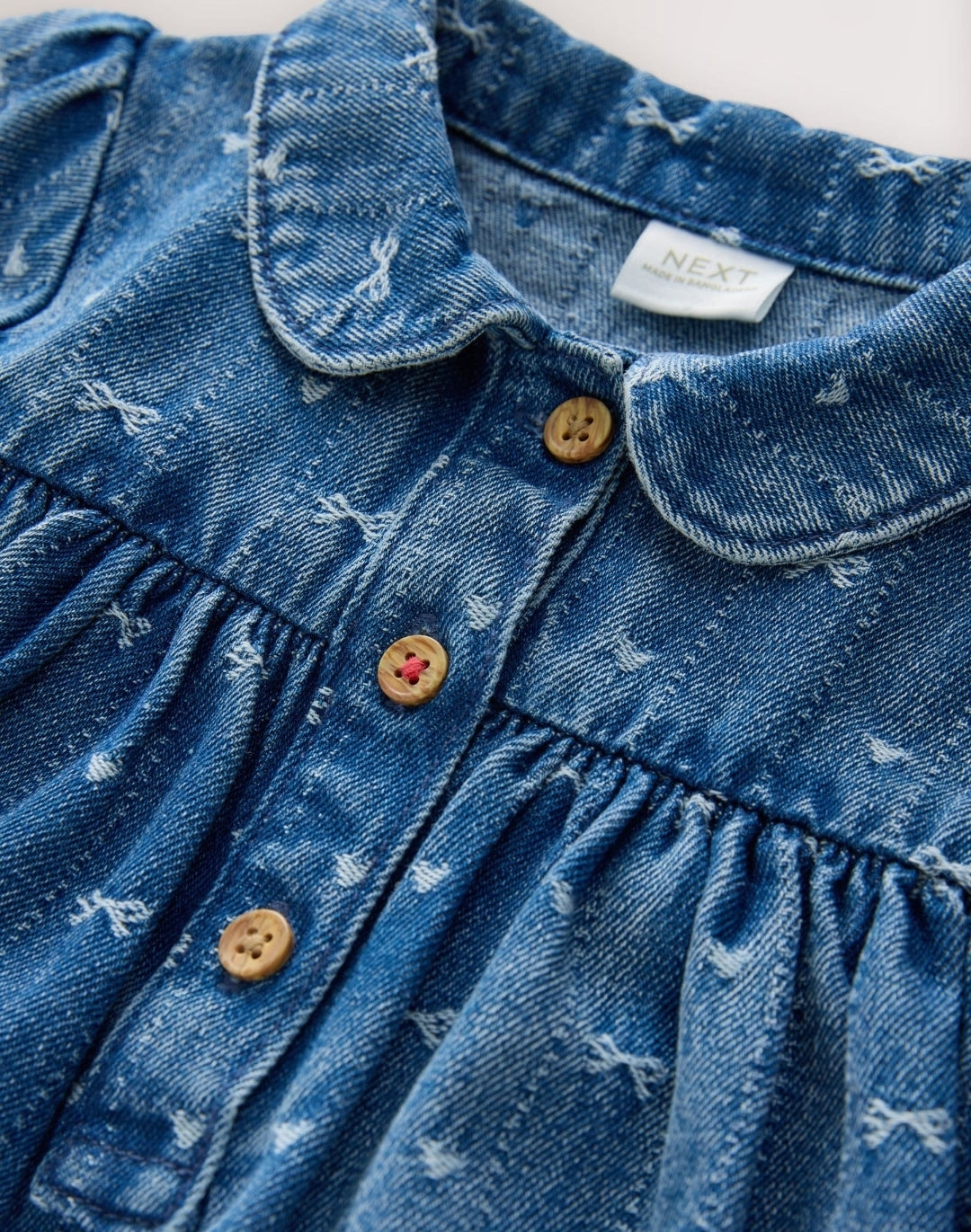 Denim Bow Long Sleeve Collar
Dress