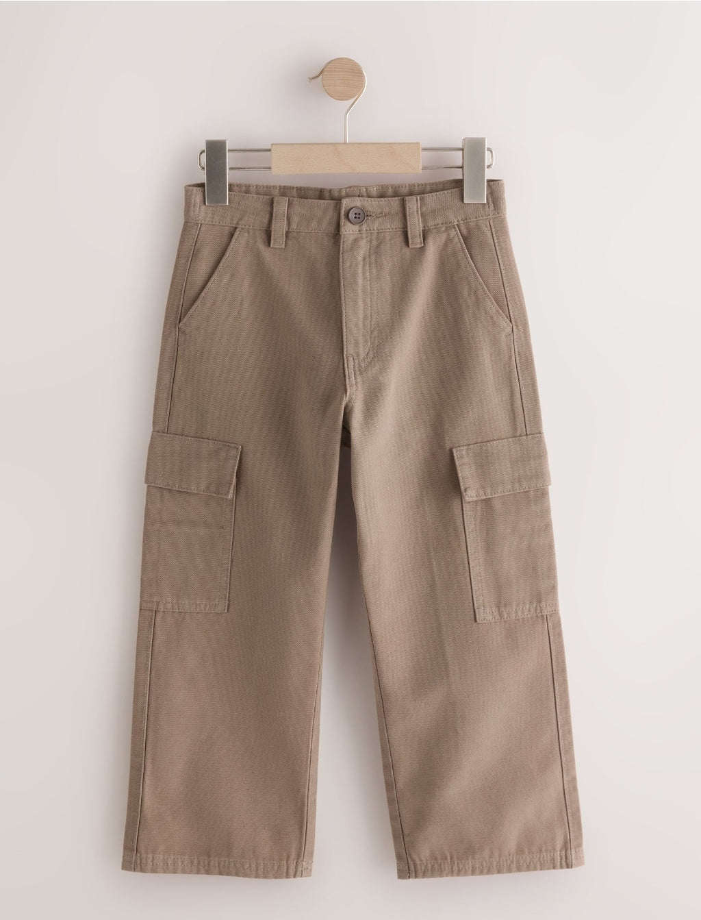 Tan Brown Woven Twill Cargo