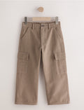 Tan Brown Woven Twill Cargo