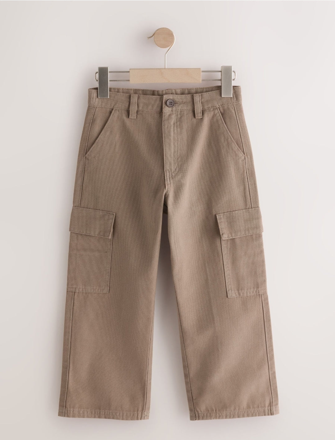 Tan Brown Woven Twill Cargo