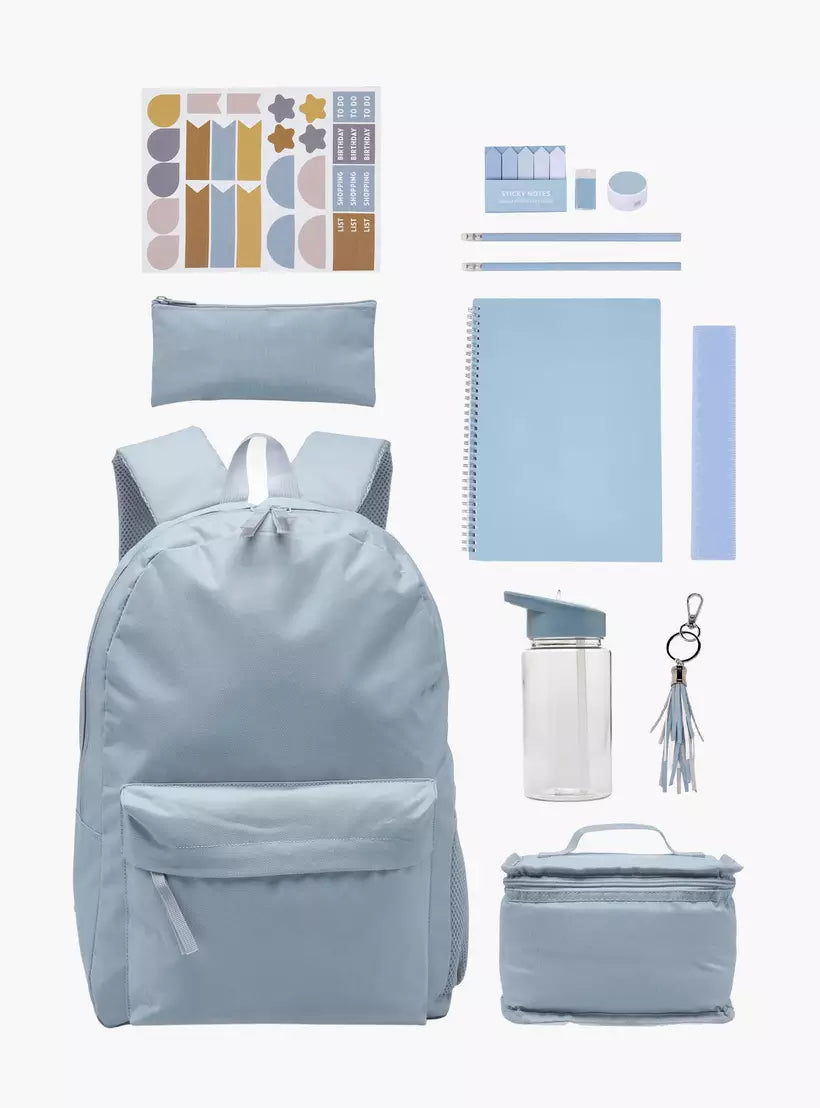 Solid 12-Piece Backpack School Bag Set