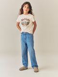 Mid Wash Stud Pocket Detail Straight Leg Jeans