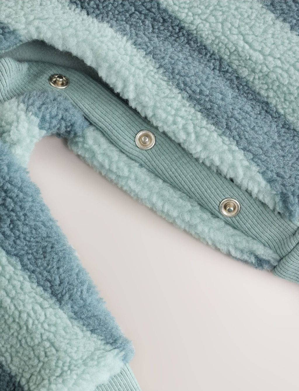Blue Stripe Borg Button Hooded
Baby Pramsuit