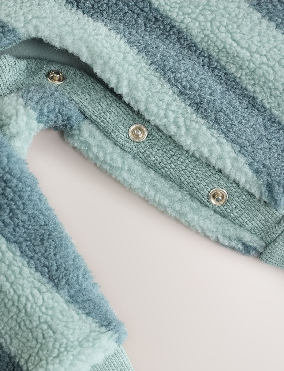 Blue Stripe Borg Button Hooded
Baby Pramsuit